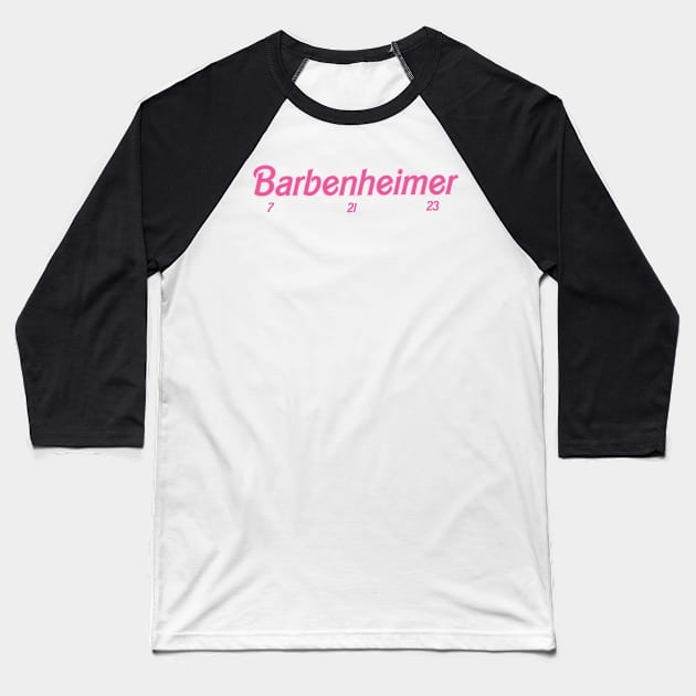 Barbenheimer Baseball T-Shirt by davieloria